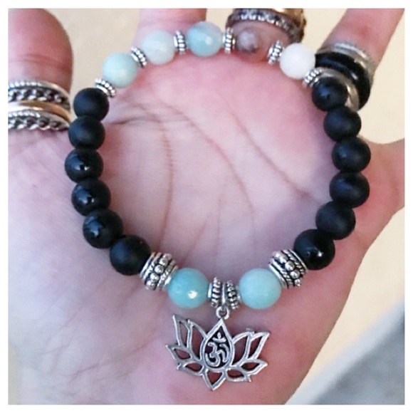 Onyx butterfly design & amazonite + lotus flower - Picture 4 of 8